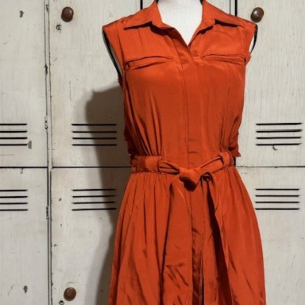 Jamison Silky Belted Shirt Dress with Open Back, Size Small (NWT)